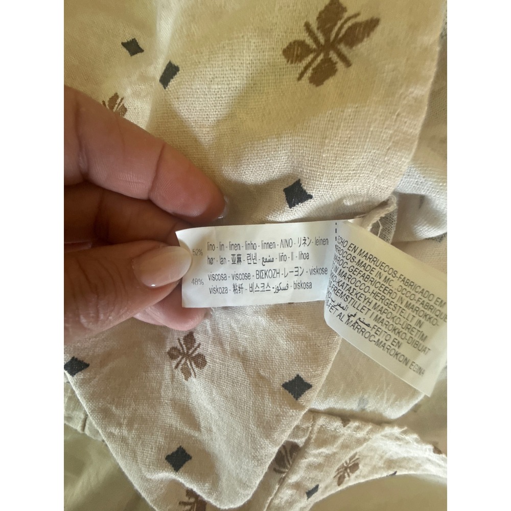 Zara Midi Linen Embroidered Summer Boho Cut Out Dress S Euro Vacation Resort - Picture 11 of 12